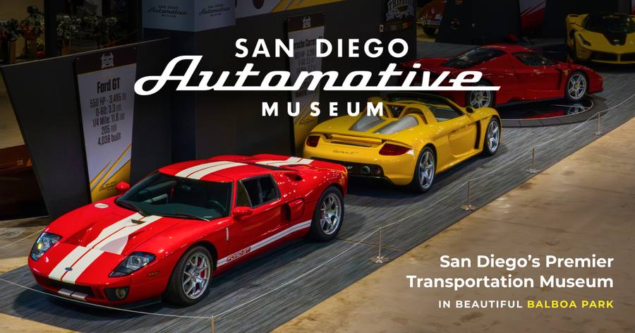 Classic cars inside the San Diego Automotive Museum