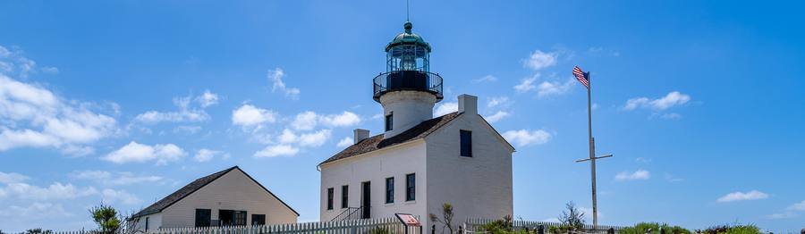 Point Loma lighthouse and coastline near Cabrillo National Monument