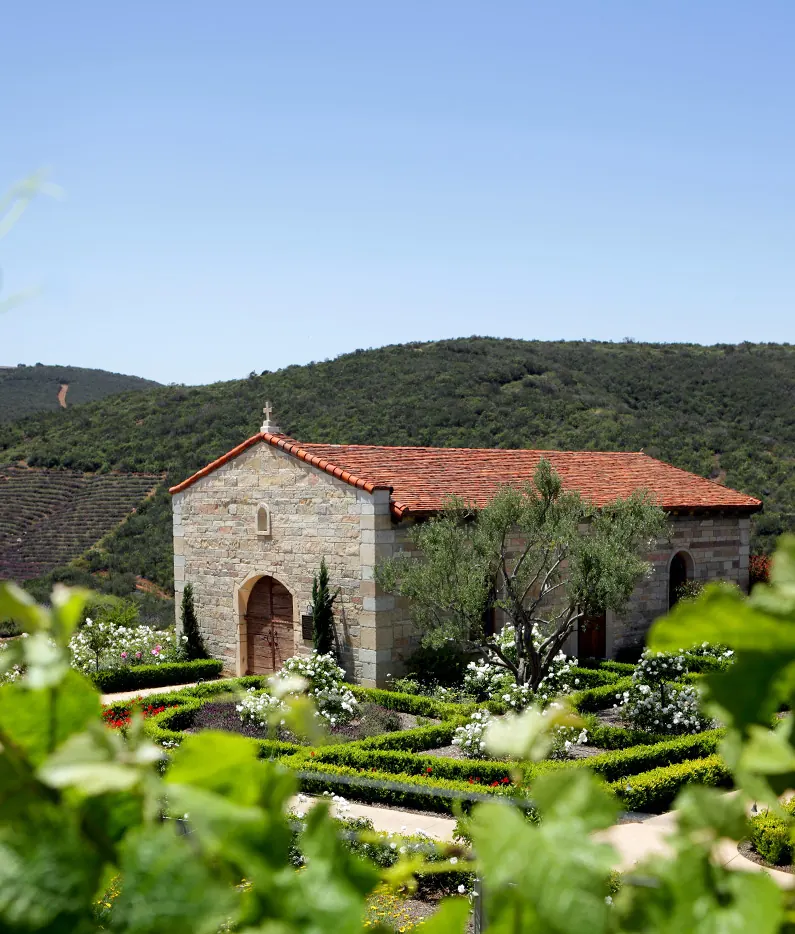 Provence-style chapel and grounds at the Cal-a-Vie Health Spa in Vista, North County San Diego
