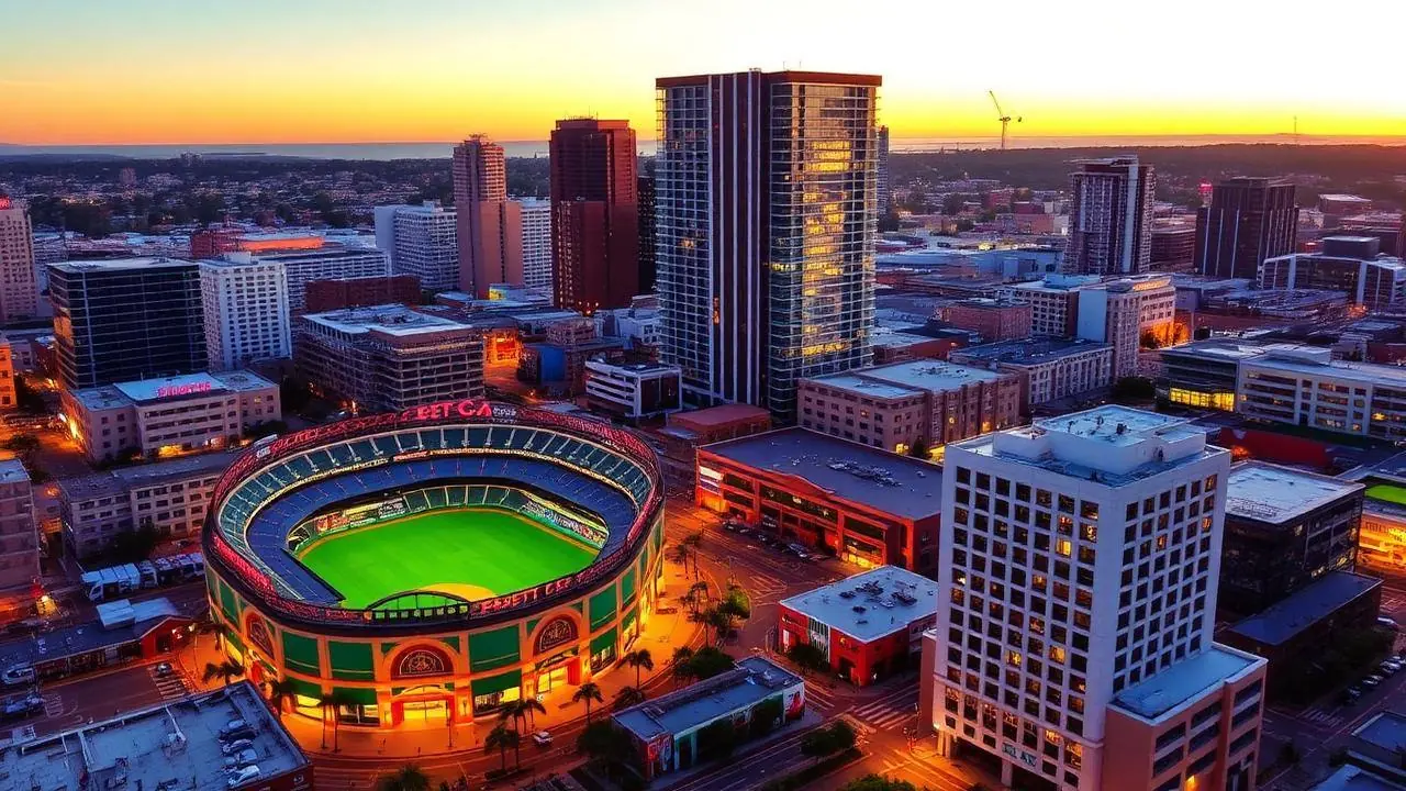 East Village San Diego high-rise apartments near Petco Park with city streets below