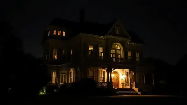 Villa Montezuma Victorian Queen Anne mansion at night, ornate haunted house in Sherman Heights San Diego