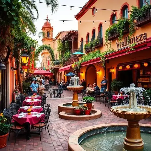 Little Italy's India Street lined with restaurant patios and string lights in downtown San Diego