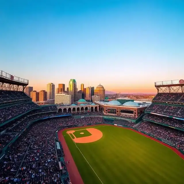 Petco Park San Diego Padres baseball stadium at golden hour with downtown skyline