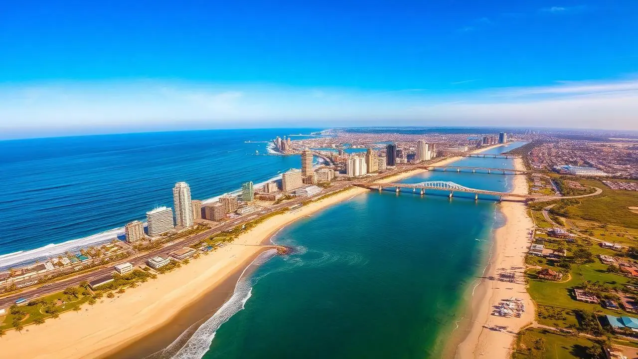 Aerial view of the San Diego coastline and downtown skyline
