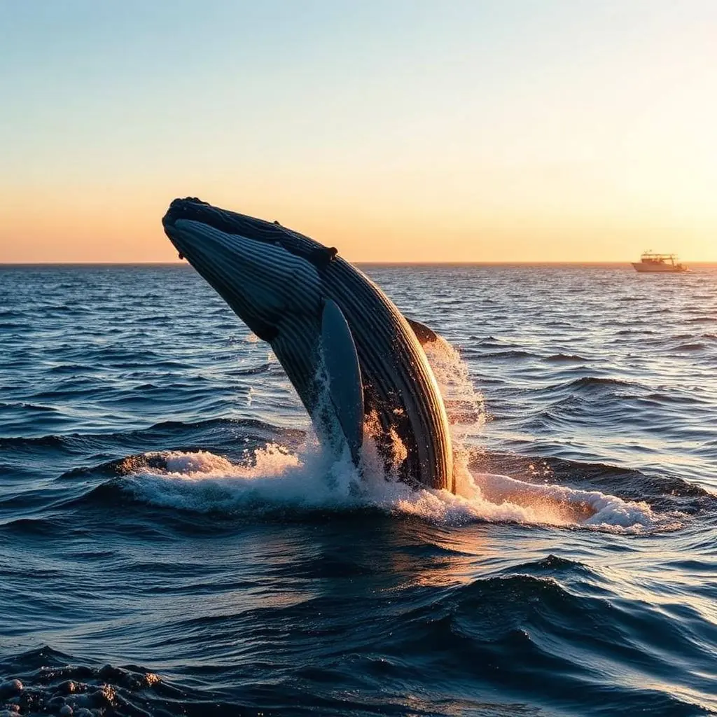 Cola de ballena emergiendo del océano frente a la costa de San Diego