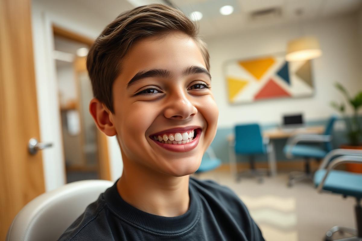 Orthodontist showing a teenage patient a clear aligner tray in a bright San Diego orthodontic office