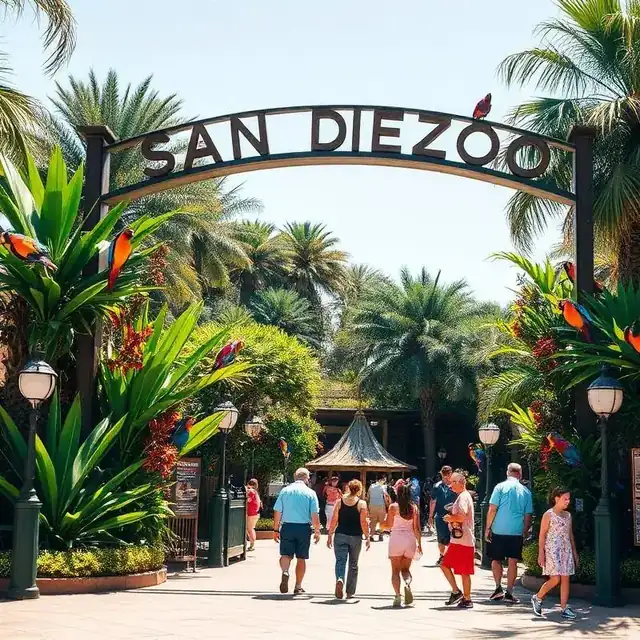 Entrance plaza and parking area at the San Diego Zoo in Balboa Park