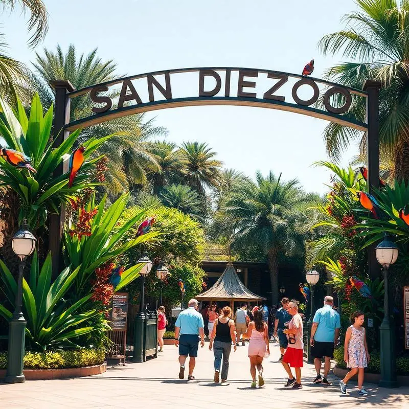 Entrance plaza and parking area at the San Diego Zoo in Balboa Park