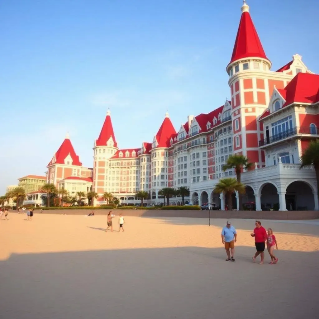 Playa de Coronado con el histórico Hotel del Coronado de techos rojos al fondo