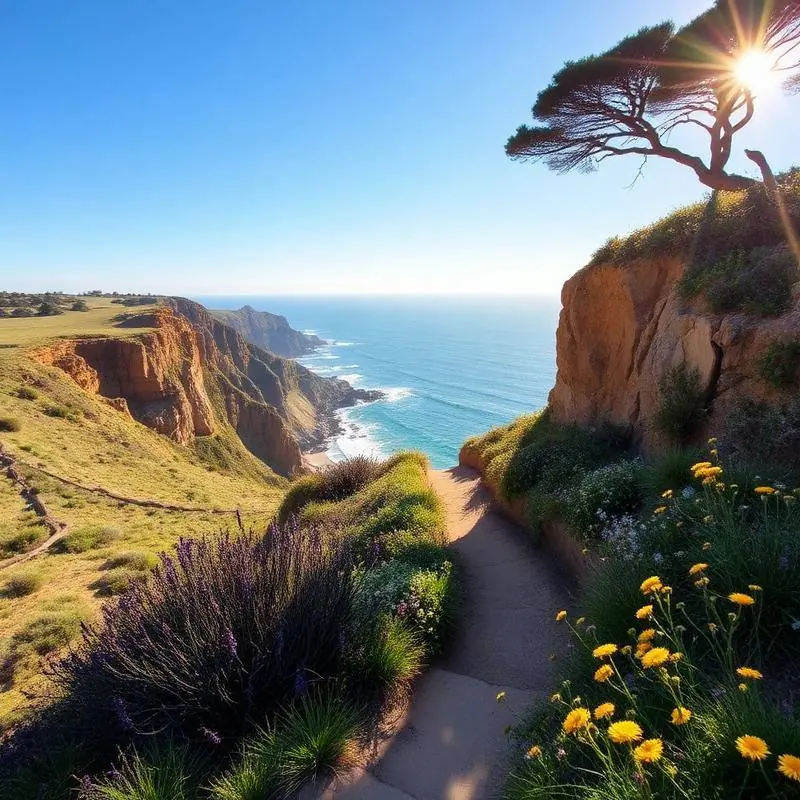 Tall sandstone cliffs rising above an empty wide beach at Black's Beach in La Jolla