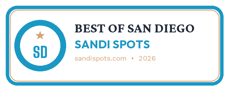 Best of San Diego 2026 horizontal badge by Sandi Spots